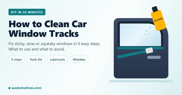 How to clean car window tracks: car door with silicone spray and brush in the window channel