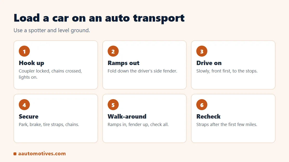 How to load a car on a U-Haul auto transport in 6 steps