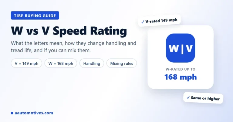 W vs V tire speed rating comparison: 168 mph vs 149 mph